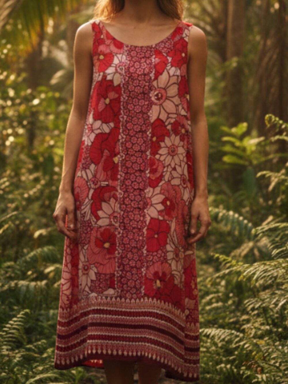Tropical Orange Midi Dress